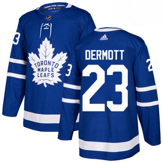 Mens Adidas Toronto Maple Leafs 23 Travis Dermott Authentic Royal Blue Home NHL Jersey