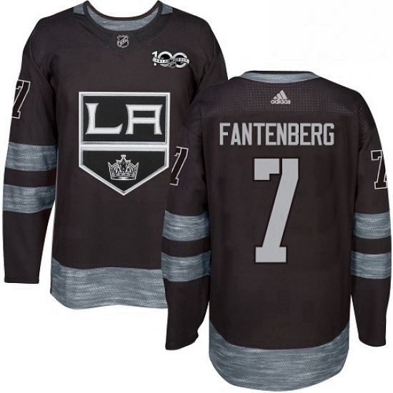 Mens Adidas Los Angeles Kings 7 Oscar Fantenberg Authentic Black 1917 2017 100th Anniversary NHL Jer