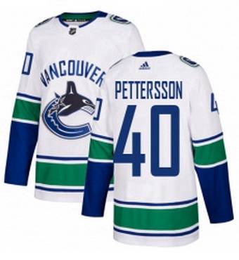 Mens Adidas Vancouver Canucks 40 Elias Pettersson White Road Authentic Stitched NHL Jersey