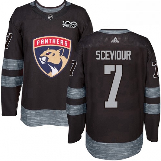 Mens Adidas Florida Panthers 7 Colton Sceviour Authentic Black 1917 2017 100th Anniversary NHL Jerse