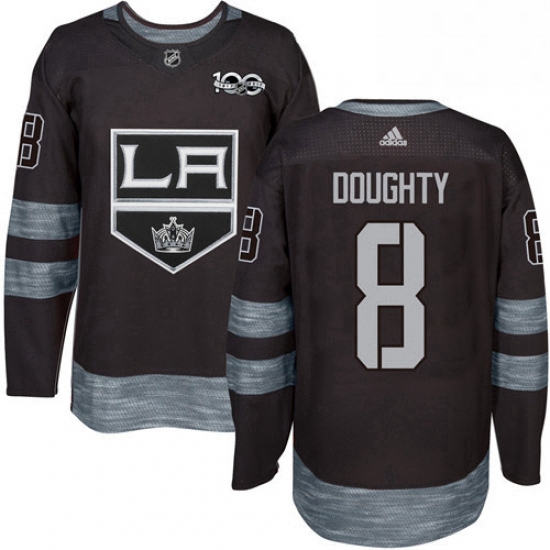 Mens Adidas Los Angeles Kings 8 Drew Doughty Authentic Black 1917 2017 100th Anniversary NHL Jersey