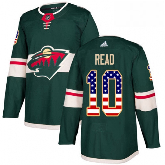 Mens Adidas Minnesota Wild 10 Matt Read Authentic Green USA Flag Fashion NHL Jersey