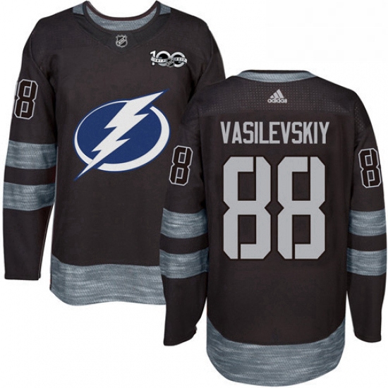 Mens Adidas Tampa Bay Lightning 88 Andrei Vasilevskiy Authentic Black 1917 2017 100th Anniversary NH