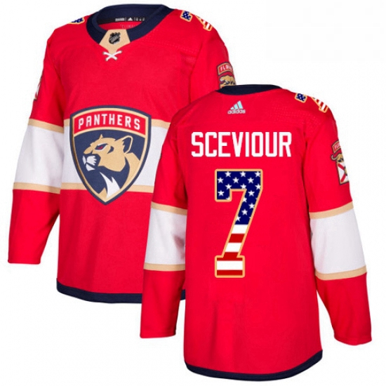 Mens Adidas Florida Panthers 7 Colton Sceviour Authentic Red USA Flag Fashion NHL Jersey