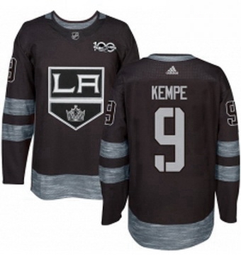 Mens Adidas Los Angeles Kings 9 Adrian Kempe Authentic Black 1917 2017 100th Anniversary NHL Jersey