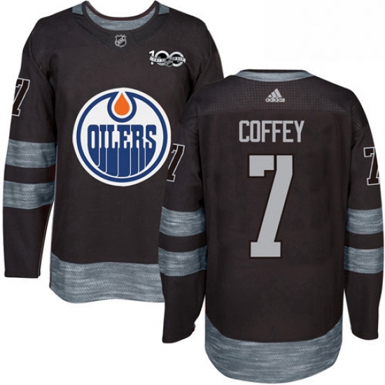 Mens Adidas Edmonton Oilers 7 Paul Coffey Authentic Black 1917 2017 100th Anniversary NHL Jersey