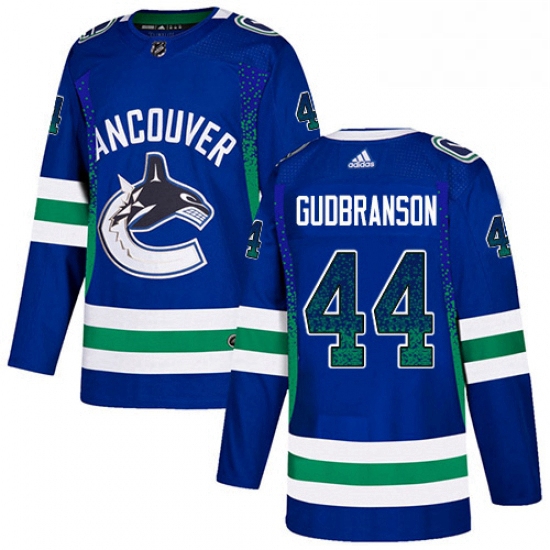 Mens Adidas Vancouver Canucks 44 Erik Gudbranson Authentic Blue Drift Fashion NHL Jersey