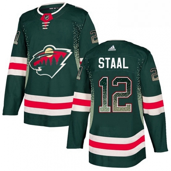 Mens Adidas Minnesota Wild 12 Eric Staal Authentic Green Drift Fashion NHL Jersey