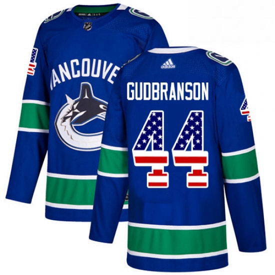 Mens Adidas Vancouver Canucks 44 Erik Gudbranson Authentic Blue USA Flag Fashion NHL Jersey