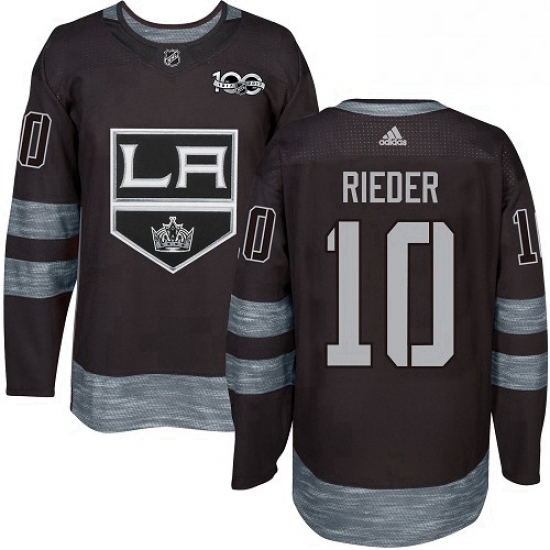 Mens Adidas Los Angeles Kings 10 Tobias Rieder Authentic Black 1917 2017 100th Anniversary NHL Jerse