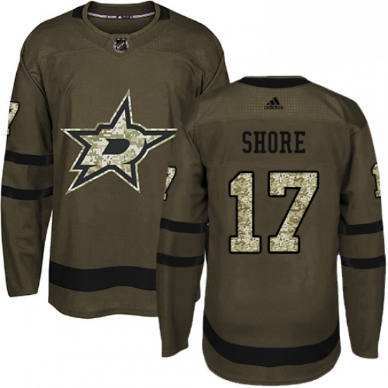 Mens Adidas Dallas Stars 17 Devin Shore Authentic Green Salute to Service NHL Jersey