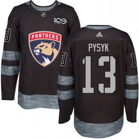 Mens Adidas Florida Panthers 13 Mark Pysyk Authentic Black 1917 2017 100th Anniversary NHL Jersey