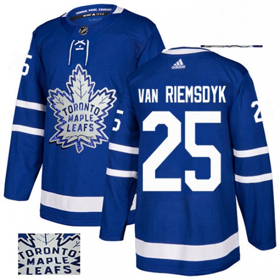 Mens Adidas Toronto Maple Leafs 25 James Van Riemsdyk Authentic Royal Blue Fashion Gold NHL Jersey