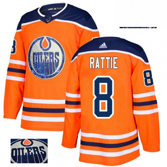 Mens Adidas Edmonton Oilers 8 Ty Rattie Authentic Orange Fashion Gold NHL Jersey