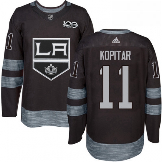 Mens Adidas Los Angeles Kings 11 Anze Kopitar Premier Black 1917 2017 100th Anniversary NHL Jersey