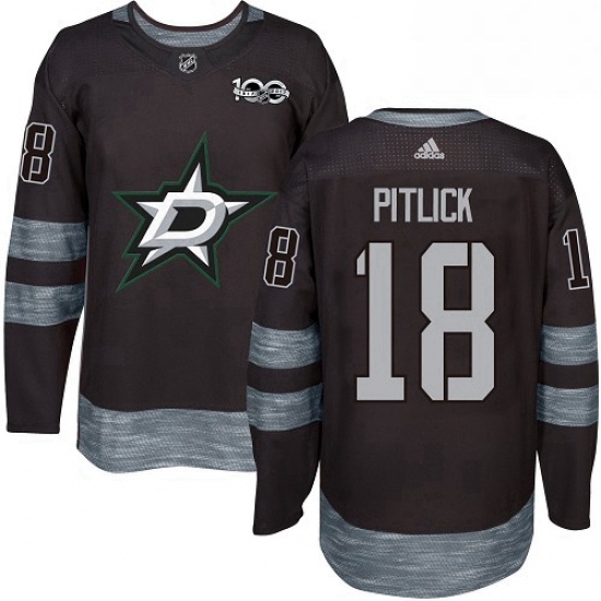 Mens Adidas Dallas Stars 18 Tyler Pitlick Authentic Black 1917 2017 100th Anniversary NHL Jersey