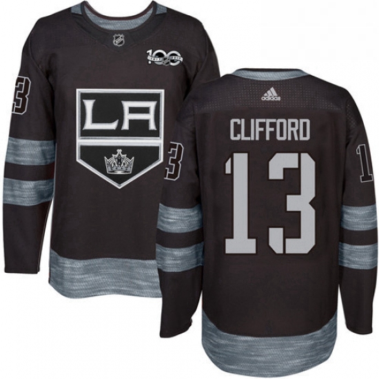 Mens Adidas Los Angeles Kings 13 Kyle Clifford Authentic Black 1917 2017 100th Anniversary NHL Jerse