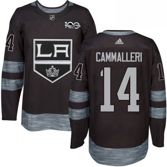 Mens Adidas Los Angeles Kings 14 Mike Cammalleri Authentic Black 1917 2017 100th Anniversary NHL Jer