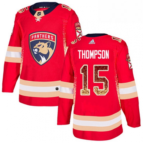 Mens Adidas Florida Panthers 15 Paul Thompson Authentic Red Drift Fashion NHL Jersey