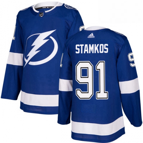 Mens Adidas Tampa Bay Lightning 91 Steven Stamkos Authentic Royal Blue Home NHL Jersey