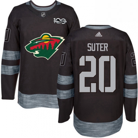 Mens Adidas Minnesota Wild 20 Ryan Suter Authentic Black 1917 2017 100th Anniversary NHL Jersey