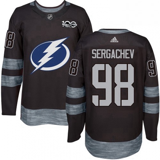 Mens Adidas Tampa Bay Lightning 98 Mikhail Sergachev Authentic Black 1917 2017 100th Anniversary NHL