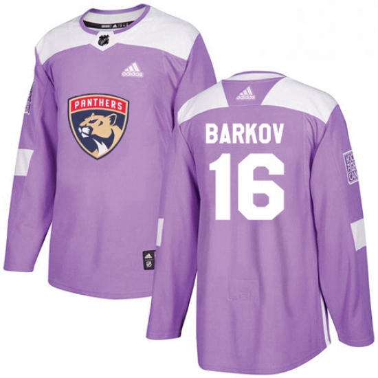 Mens Adidas Florida Panthers 16 Aleksander Barkov Authentic Purple Fights Cancer Practice NHL Jersey