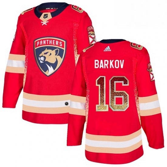 Mens Adidas Florida Panthers 16 Aleksander Barkov Authentic Red Drift Fashion NHL Jersey