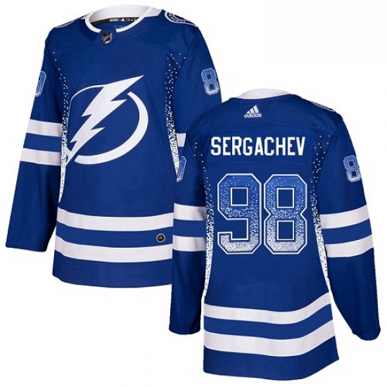 Mens Adidas Tampa Bay Lightning 98 Mikhail Sergachev Authentic Blue Drift Fashion NHL Jersey