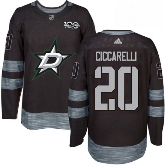 Mens Adidas Dallas Stars 20 Dino Ciccarelli Authentic Black 1917 2017 100th Anniversary NHL Jersey