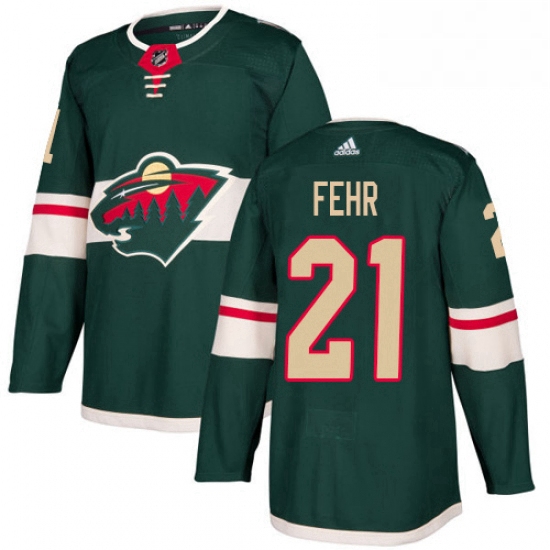 Mens Adidas Minnesota Wild 21 Eric Fehr Authentic Green Home NHL Jersey