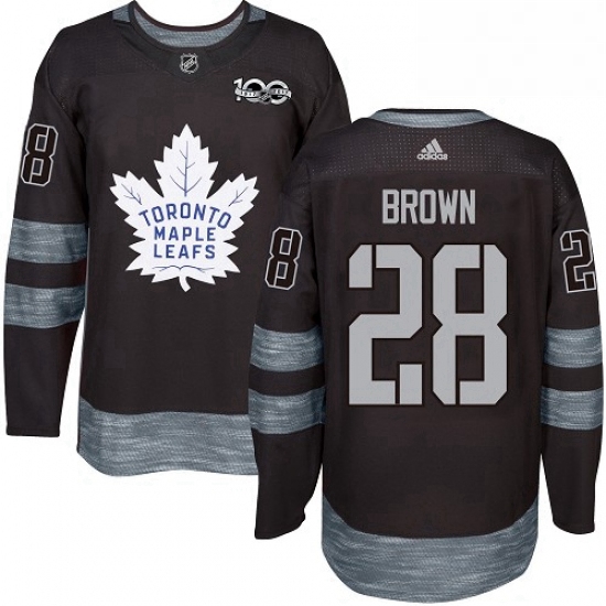 Mens Adidas Toronto Maple Leafs 28 Connor Brown Authentic Black 1917 2017 100th Anniversary NHL Jers