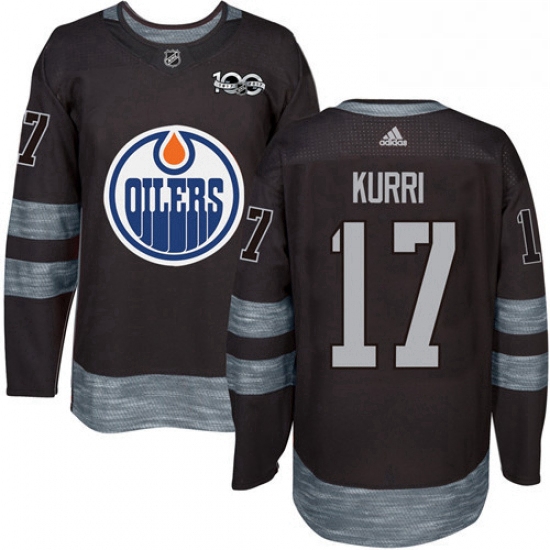 Mens Adidas Edmonton Oilers 17 Jari Kurri Authentic Black 1917 2017 100th Anniversary NHL Jersey