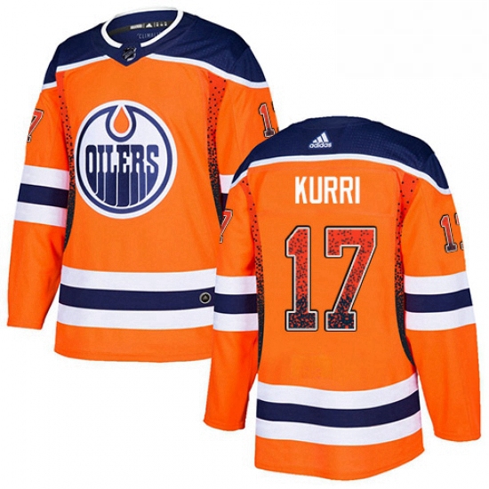 Mens Adidas Edmonton Oilers 17 Jari Kurri Authentic Orange Drift Fashion NHL Jersey