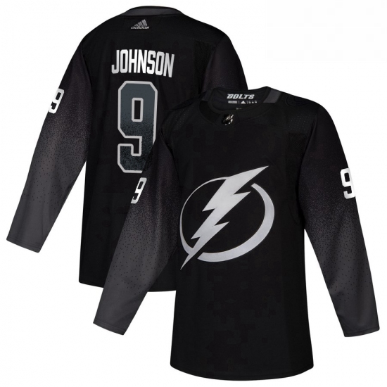 Mens Tampa Bay Lightning 9 Tyler Johnson adidas Alternate Authentic Player Jersey Black