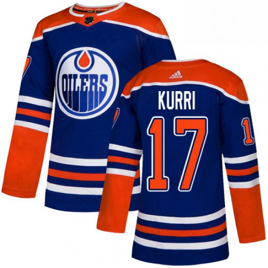 Mens Adidas Edmonton Oilers 17 Jari Kurri Premier Royal Blue Alternate NHL Jersey