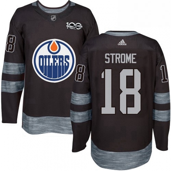 Mens Adidas Edmonton Oilers 18 Ryan Strome Authentic Black 1917 2017 100th Anniversary NHL Jersey