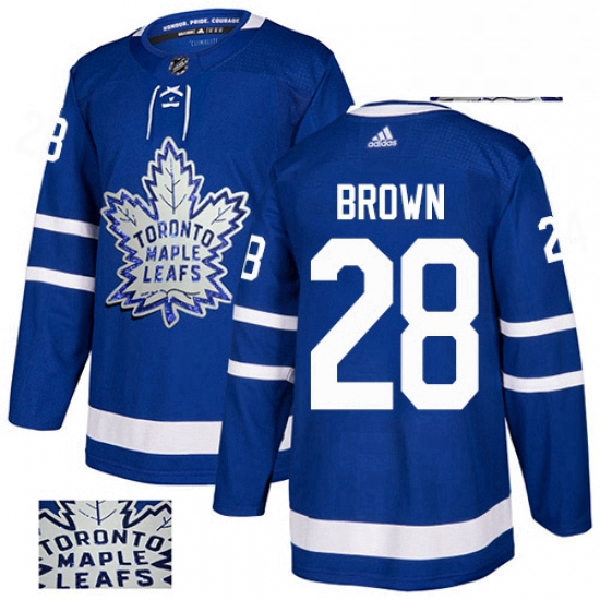 Mens Adidas Toronto Maple Leafs 28 Connor Brown Authentic Royal Blue Fashion Gold NHL Jersey