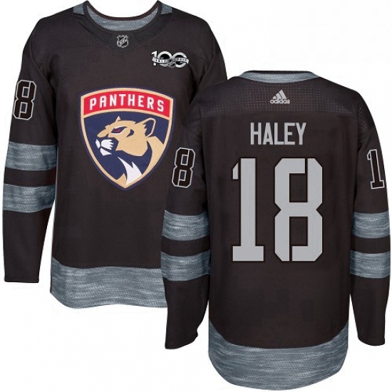 Mens Adidas Florida Panthers 18 Micheal Haley Authentic Black 1917 2017 100th Anniversary NHL Jersey