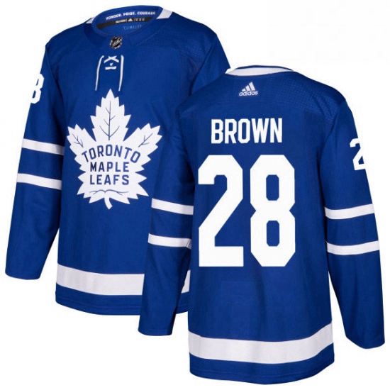 Mens Adidas Toronto Maple Leafs 28 Connor Brown Authentic Royal Blue Home NHL Jersey