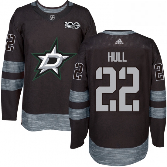 Mens Adidas Dallas Stars 22 Brett Hull Authentic Black 1917 2017 100th Anniversary NHL Jersey