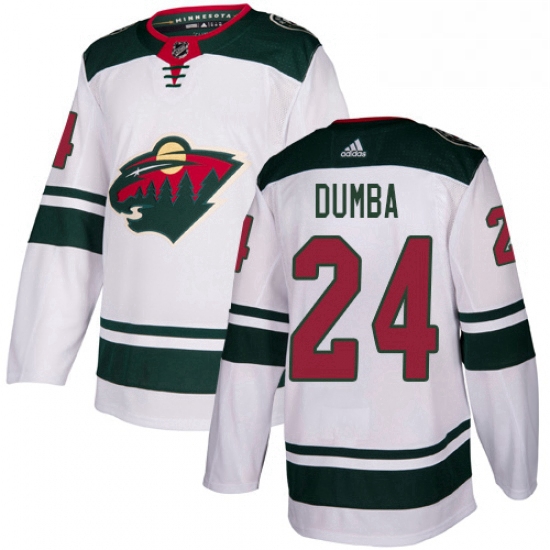 Mens Adidas Minnesota Wild 24 Matt Dumba White Road Authentic Stitched NHL Jersey