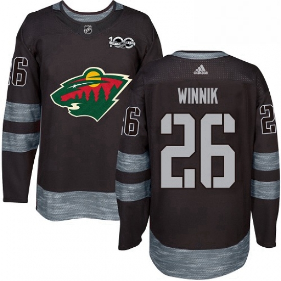 Mens Adidas Minnesota Wild 26 Daniel Winnik Authentic Black 1917 2017 100th Anniversary NHL Jersey