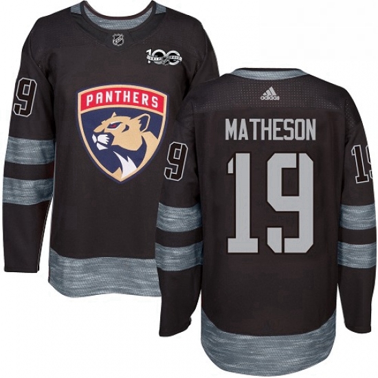 Mens Adidas Florida Panthers 19 Michael Matheson Authentic Black 1917 2017 100th Anniversary NHL Jer