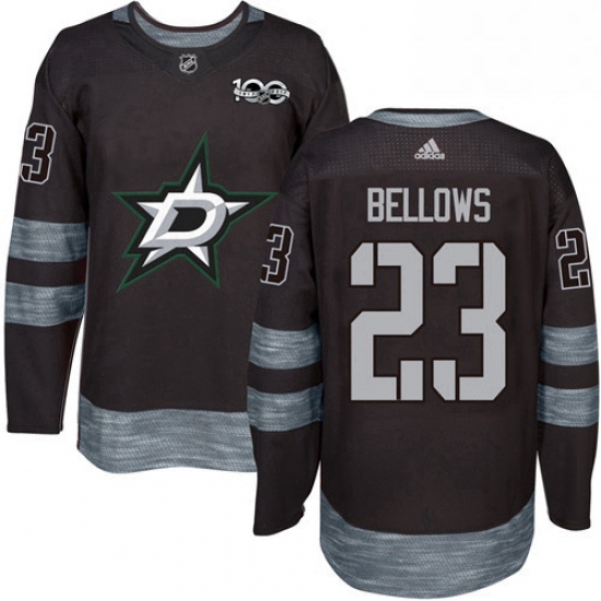 Mens Adidas Dallas Stars 23 Brian Bellows Authentic Black 1917 2017 100th Anniversary NHL Jersey