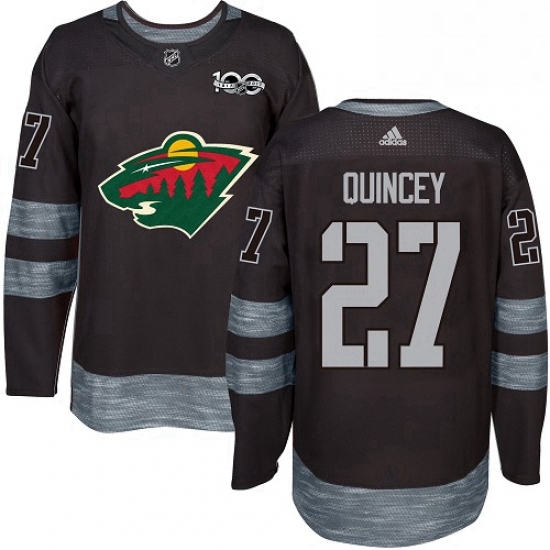 Mens Adidas Minnesota Wild 27 Kyle Quincey Authentic Black 1917 2017 100th Anniversary NHL Jersey