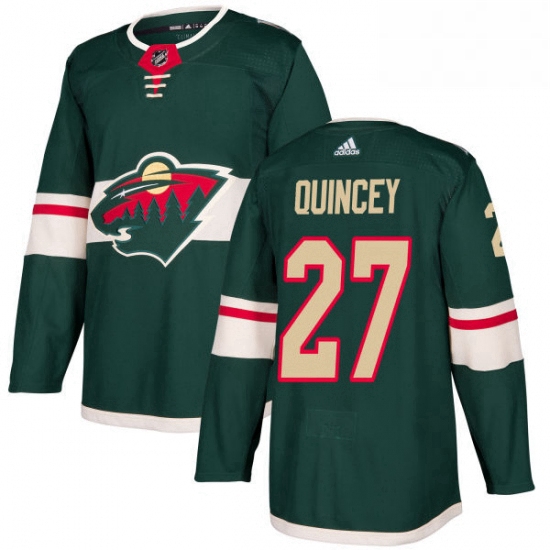 Mens Adidas Minnesota Wild 27 Kyle Quincey Premier Green Home NHL Jersey