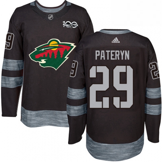 Mens Adidas Minnesota Wild 29 Greg Pateryn Authentic Black 1917 2017 100th Anniversary NHL Jersey