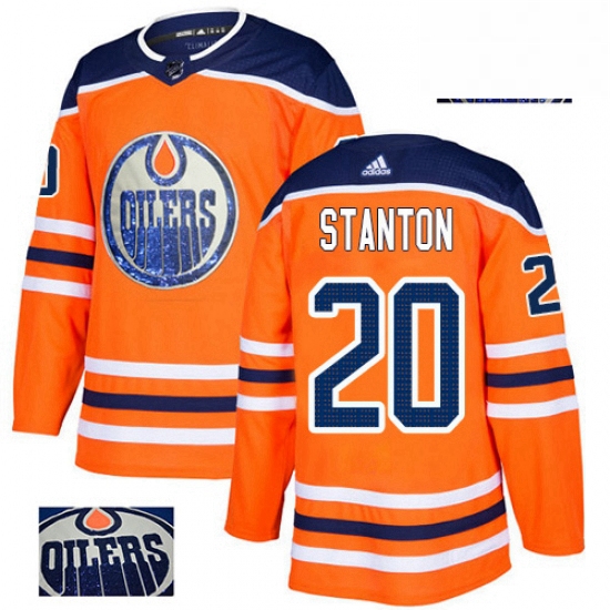 Mens Adidas Edmonton Oilers 20 Ryan Stanton Authentic Orange Fashion Gold NHL Jersey