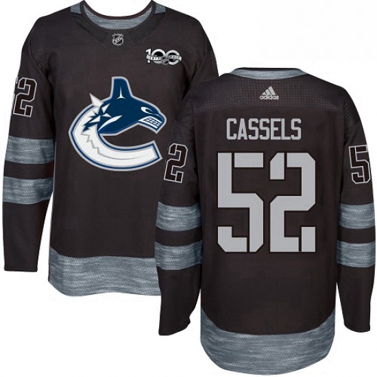 Mens Adidas Vancouver Canucks 52 Cole Cassels Premier Black 1917 2017 100th Anniversary NHL Jersey